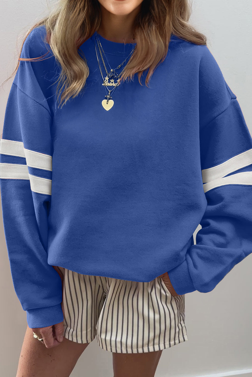 Varsity Stripe Detail Drop Shoulder Oversized Sweatshirt