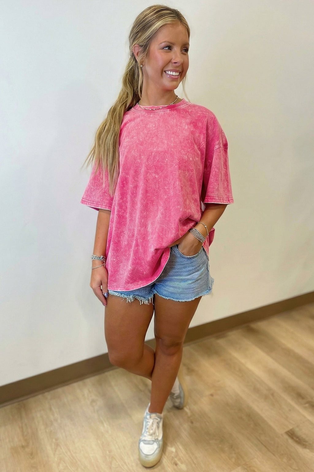 Solid Mineral Wash Short Sleeve Oversized Tee