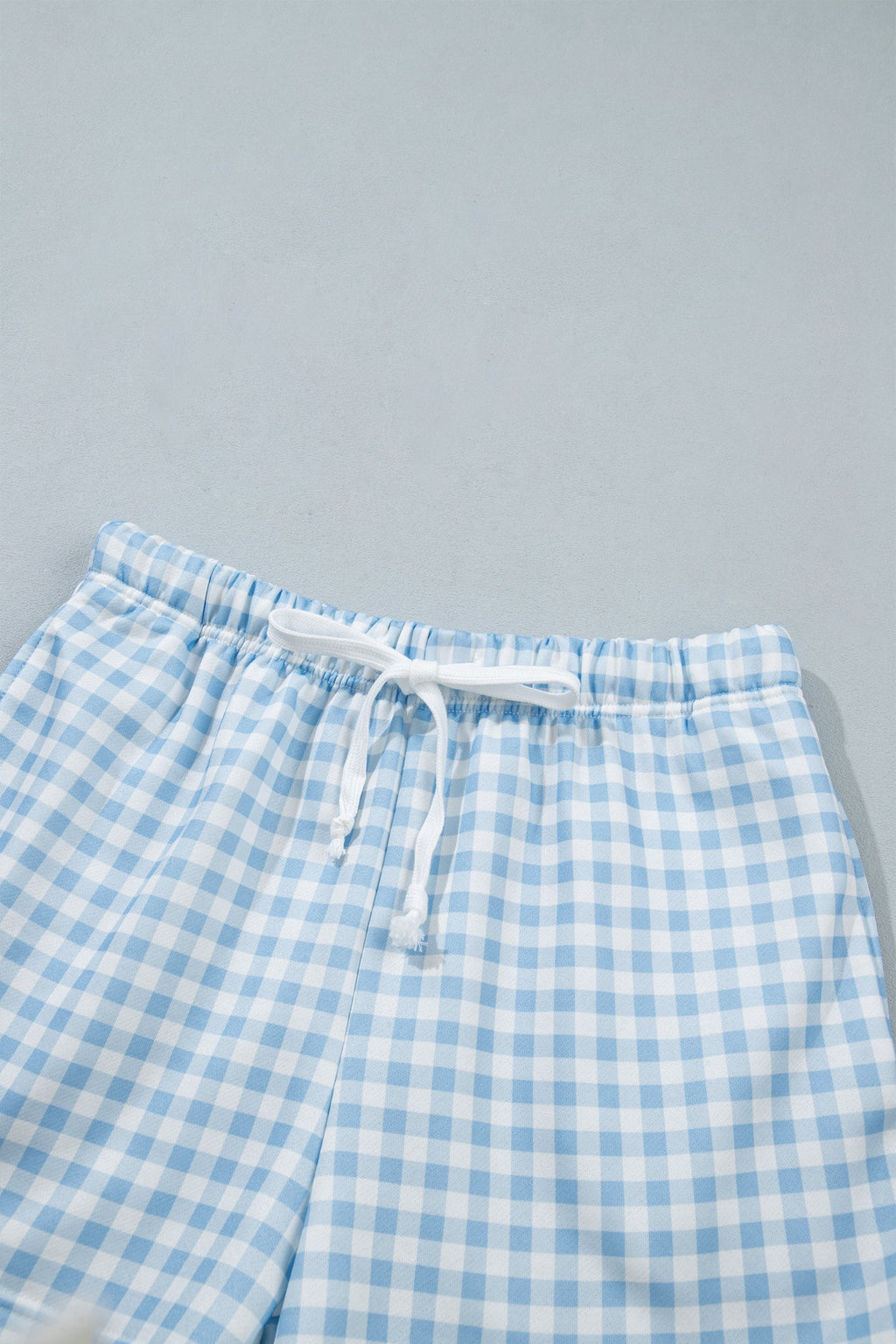 Gingham Contrast Trim Pullover Top & Shorts Set
