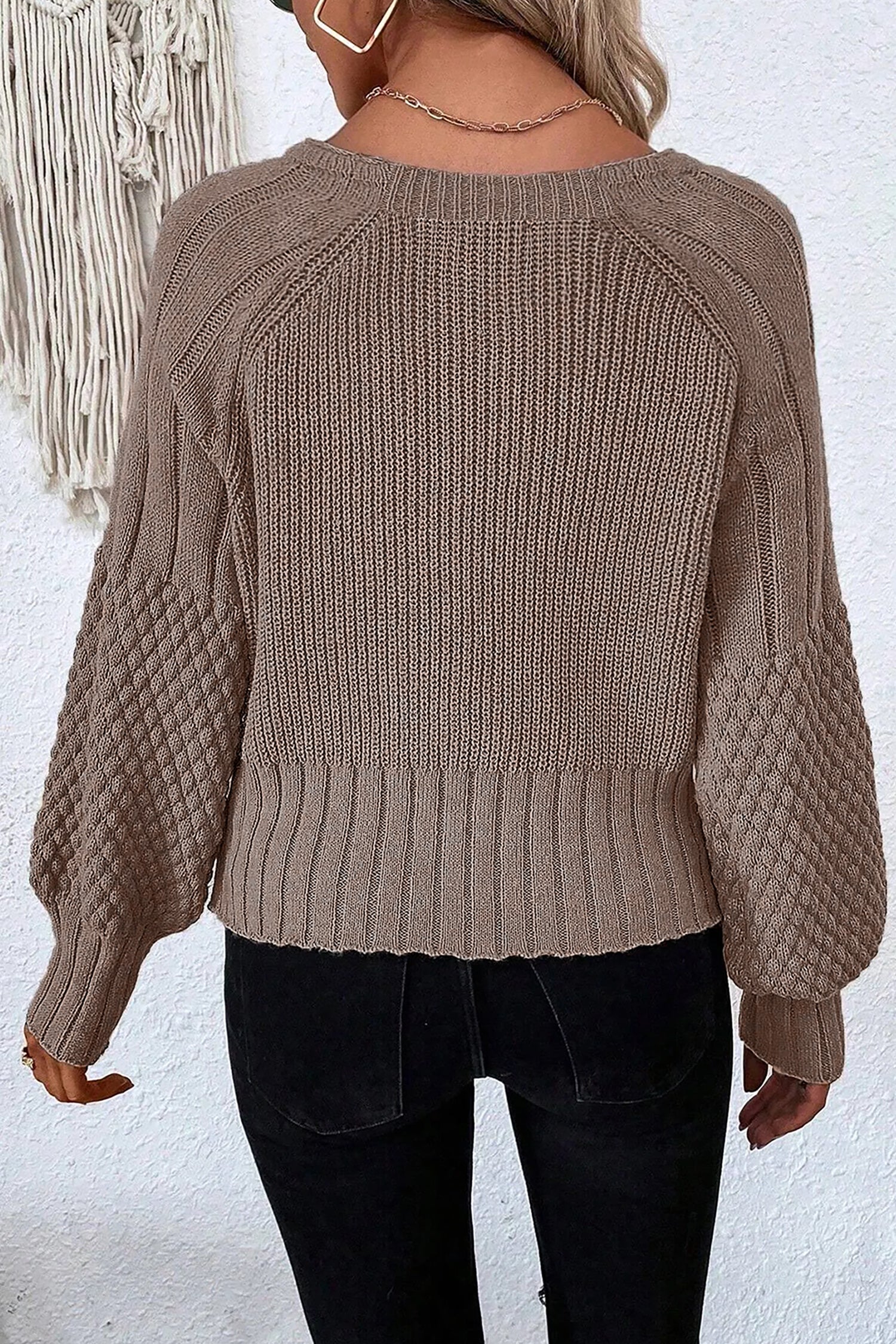 Textured Knit Button Front V-Neck Cardigan