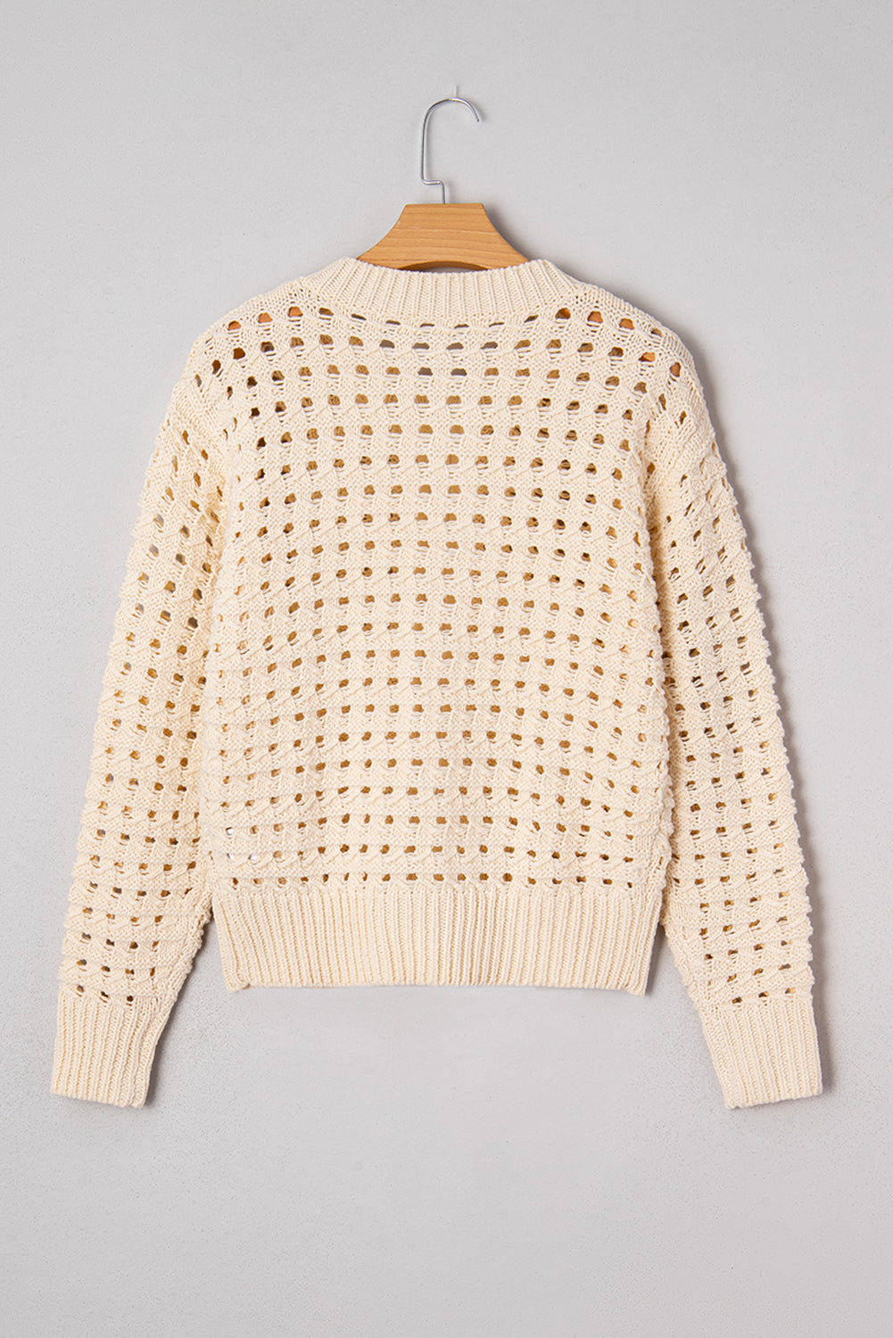 Hollowed Knit Zip Up Sweater Cardigan