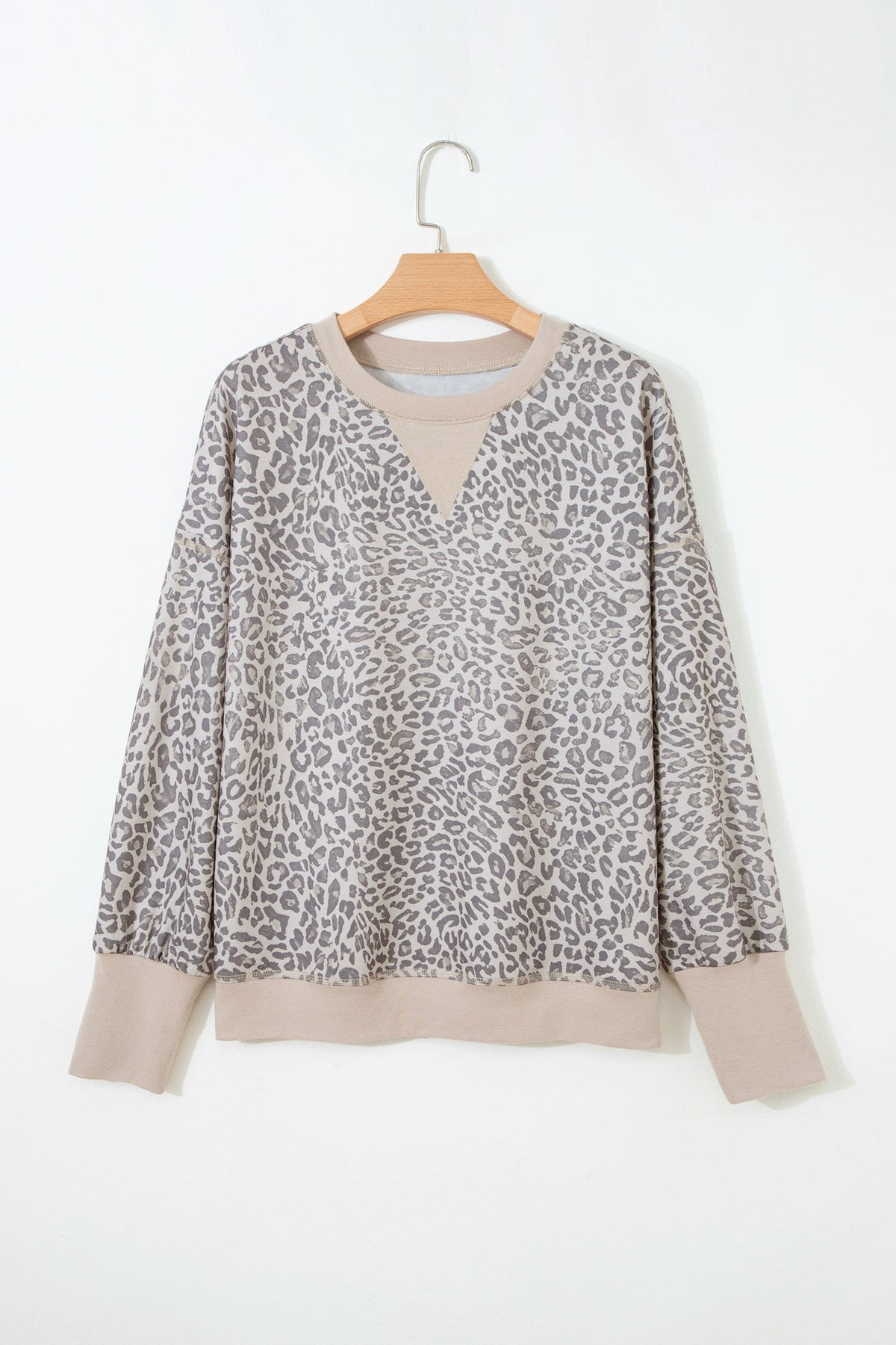 Leopard Patchwork Crew Neck Sweatshirt