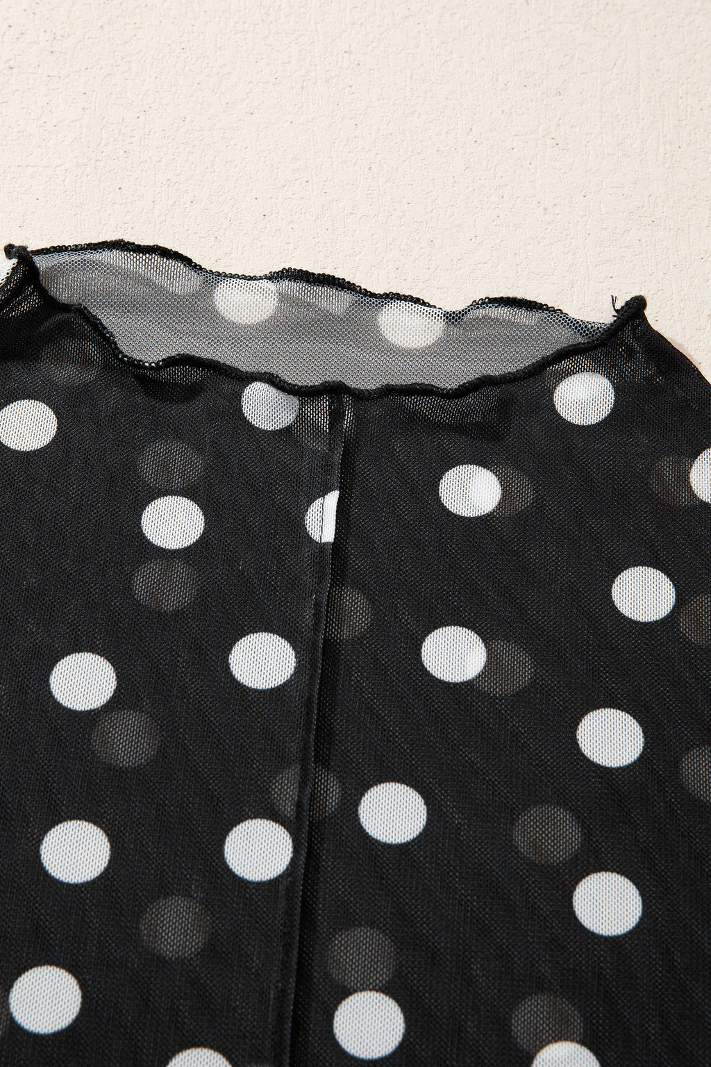 Polka Dot Sheer Mesh High Neck Tee