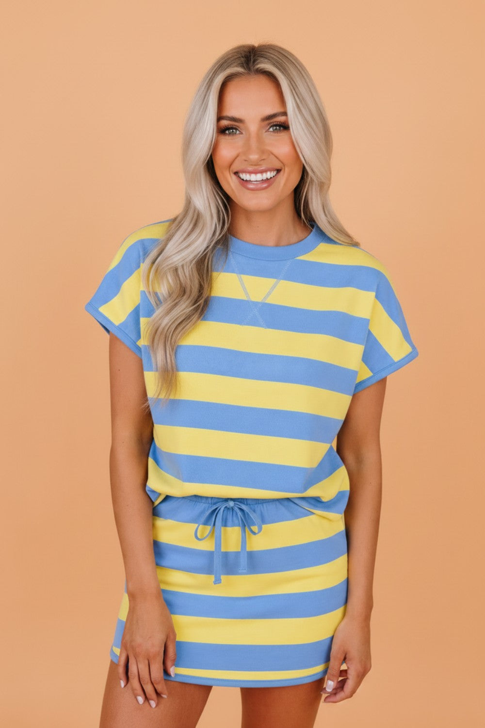 Stripe Dolman Tee & Drawstring Skort Set