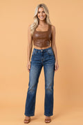 Acid Washed Straight Leg Full Length Jeans