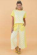 Polka Dot Colorblock Patchwork Top and Wide Leg Pants Set