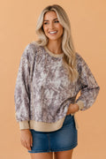Camo Colorblock Trim Side Split Tunic Sweatshirt