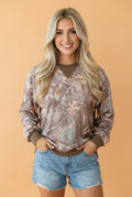 Camo Abstract Colorblock Detail Baggy Pullover Sweatshirt