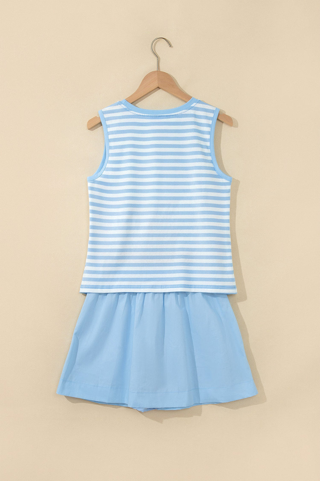 Stripe Tank Top & Contrast Ruffle Skort Set