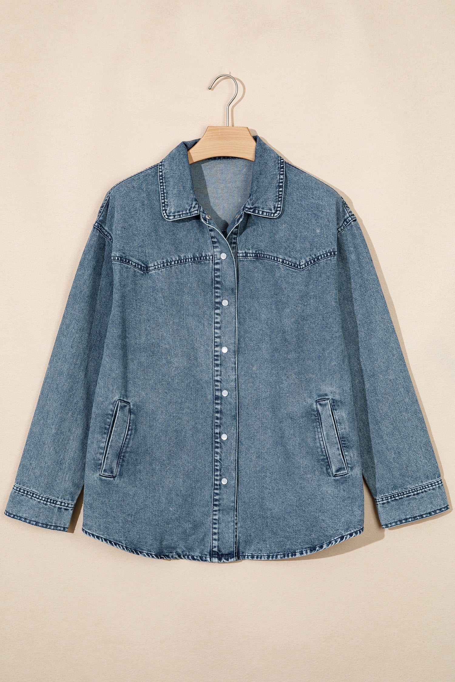 Western Mineral Wash Denim Long Sleeve Shirt Jacket