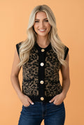 Leopard Sleeveless Regular Wash Knit Vest