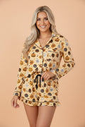 Halloween Jack-O-Lantern Ruffle Top & Shorts Lounge Set