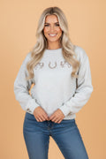 Western Embroidered Round Neck Graphic Sweatshirt
