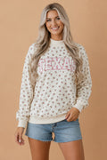TEXAS Embroidered Floral Mock Neck Sweatshirt