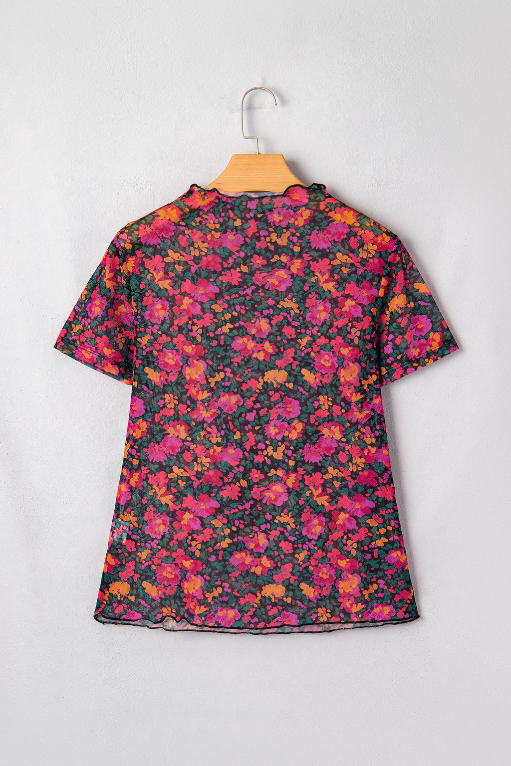 Floral Mesh Short Sleeve Top