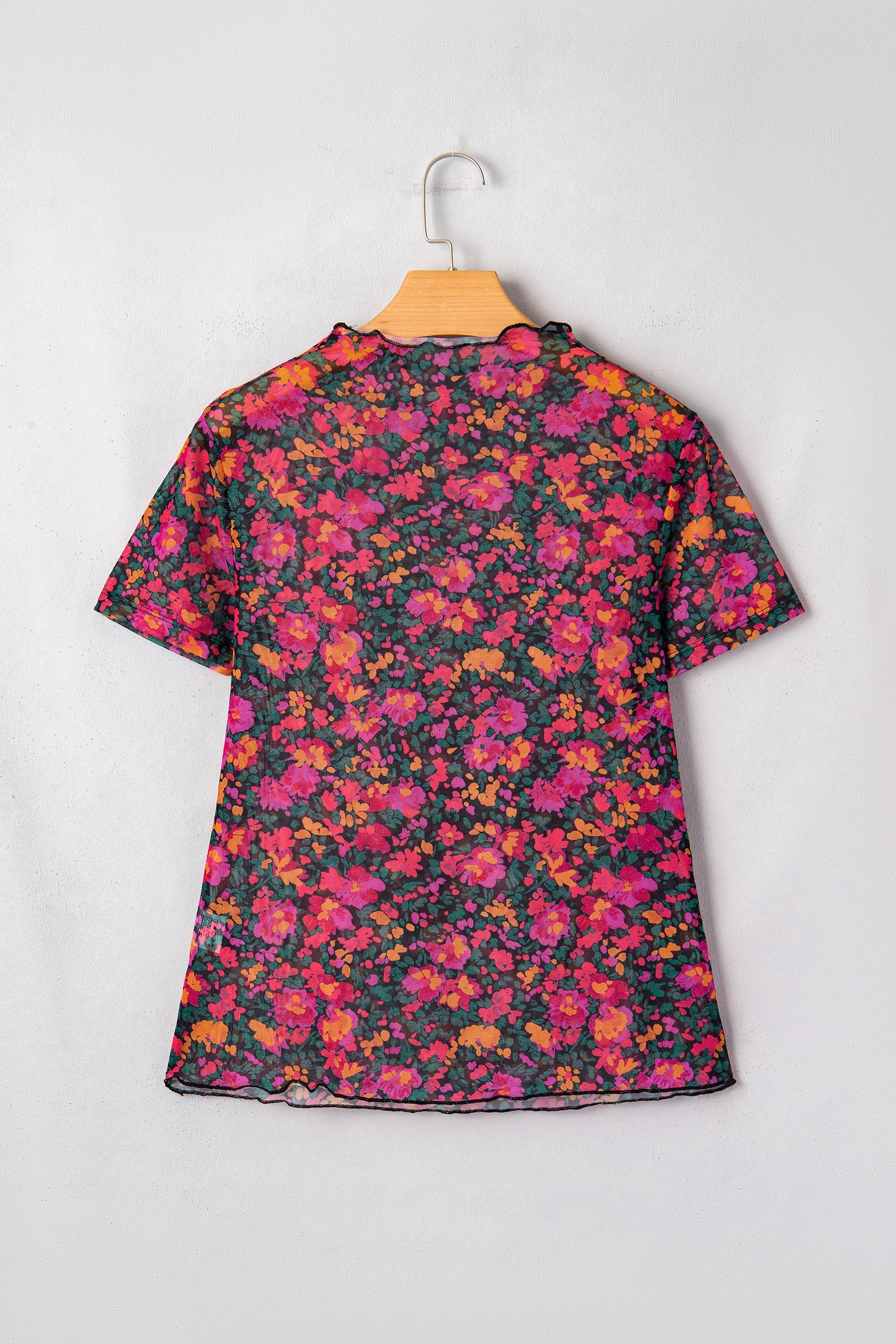 Floral Mesh Short Sleeve Top