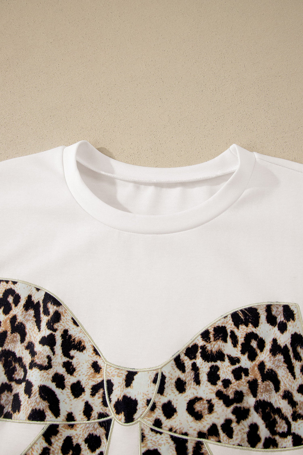 Leopard Bow Patched Short Sleeve T-Shirt Long Dress