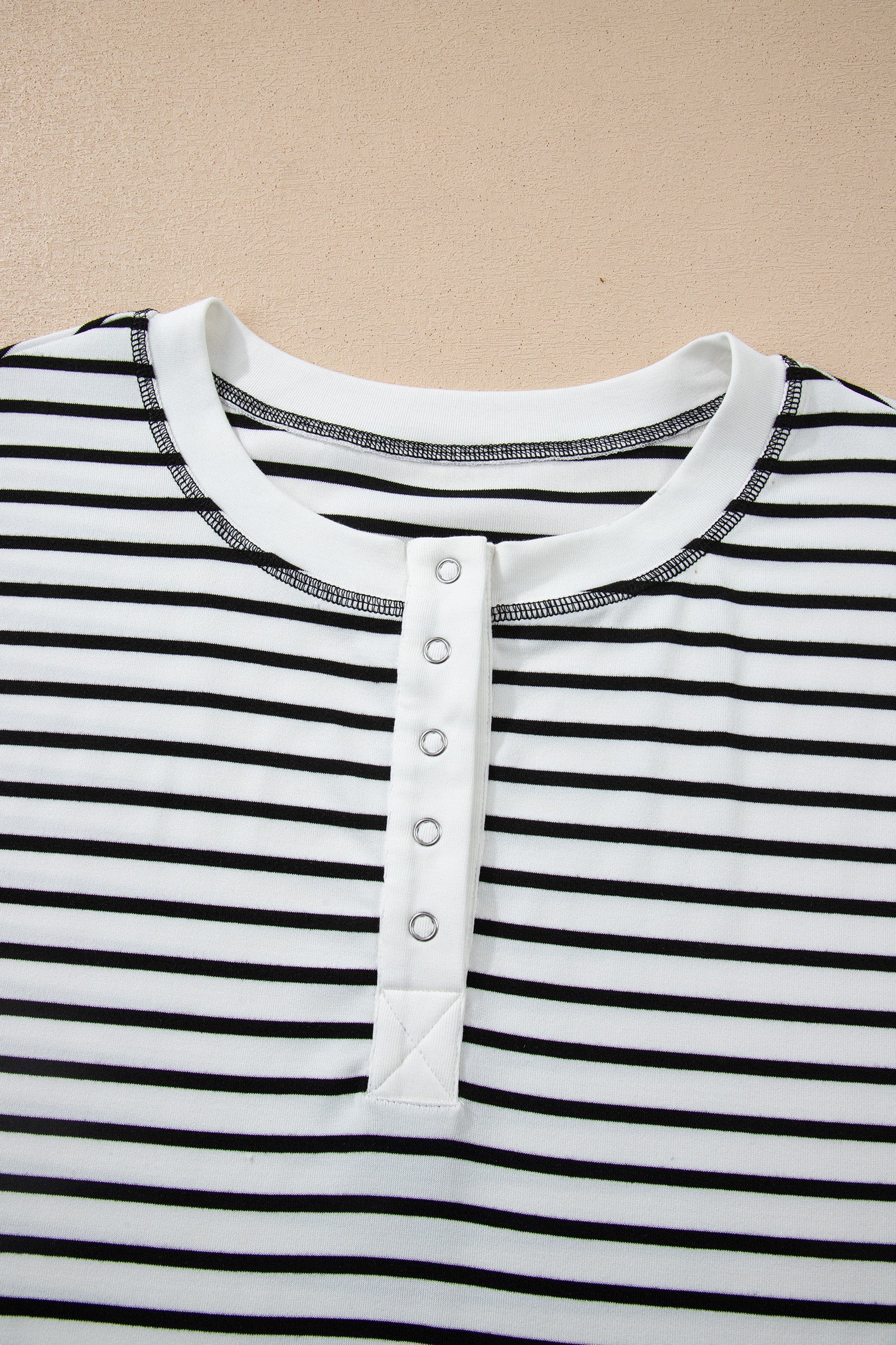 Stripe Cap Sleeve Henley Top & Shorts Set