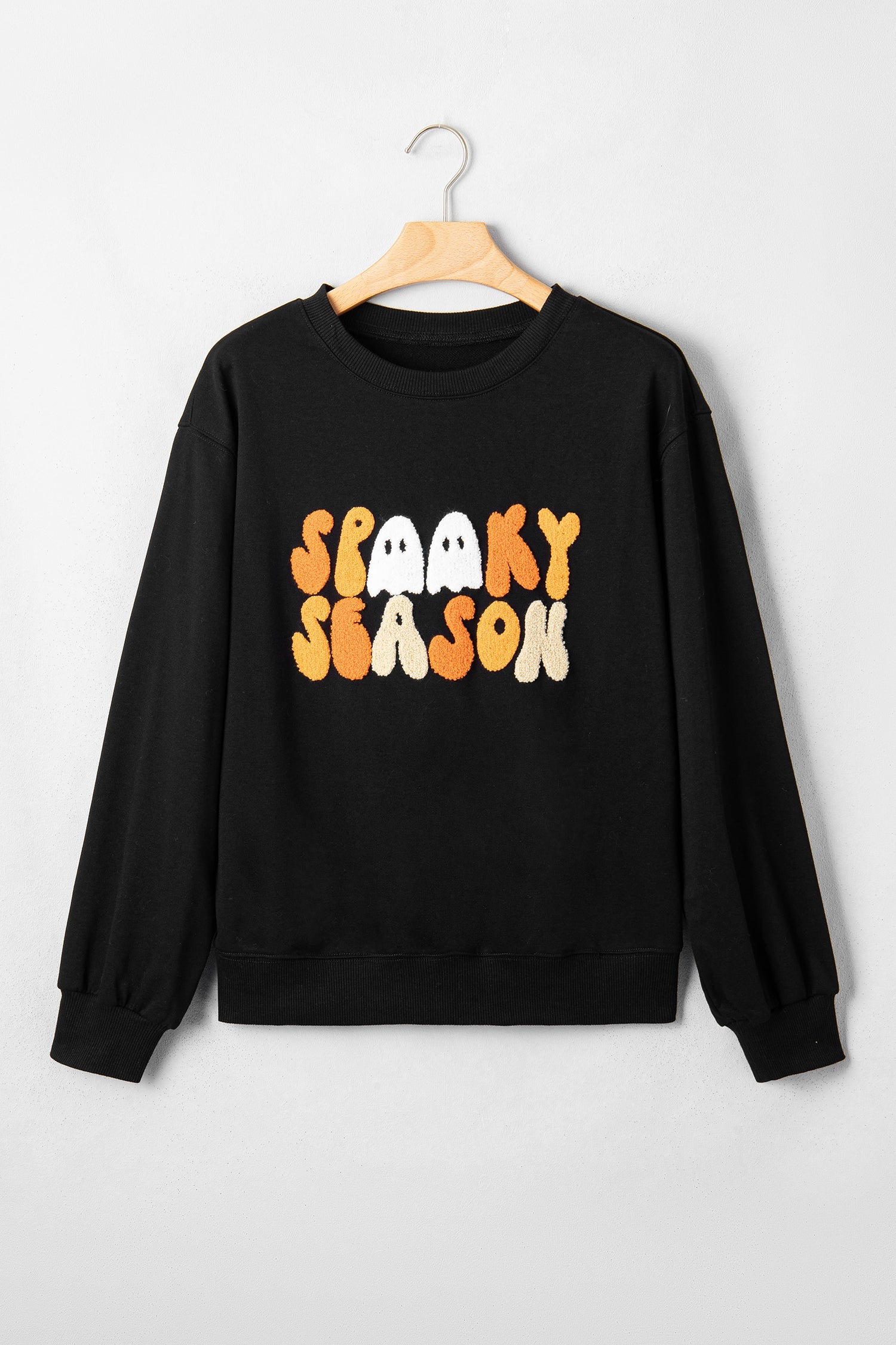 Halloween Spooky Season Embroidered Long Sleeve Sweatshirt