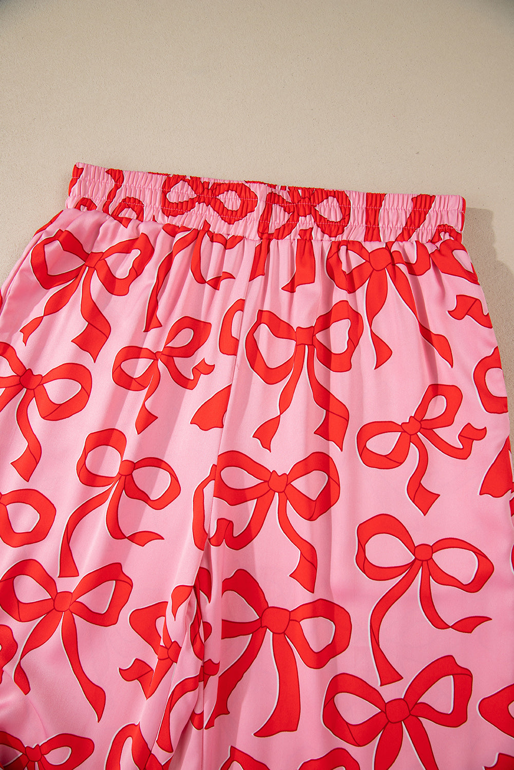 Bow Long Sleeve Top and Pants Pajama Set