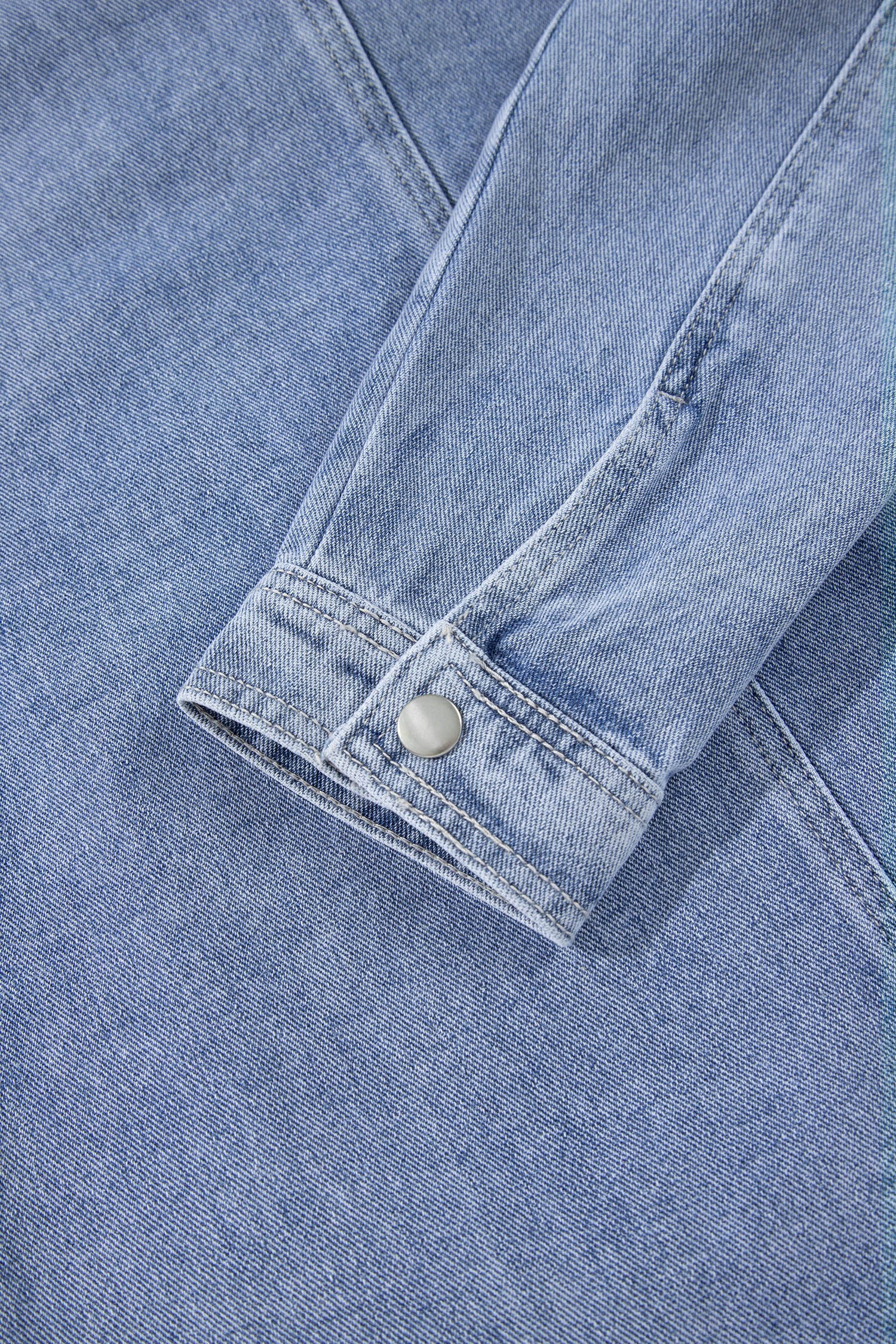 Denim Studded Pockets Zip-Up Long Sleeve Jacket