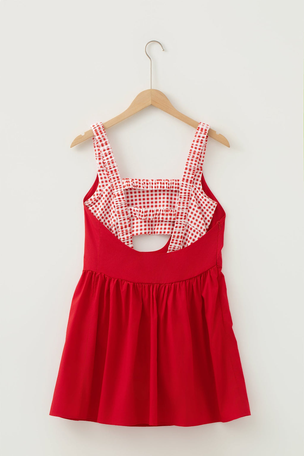 Gingham Patchwork Faux Two Piece Mini Dress