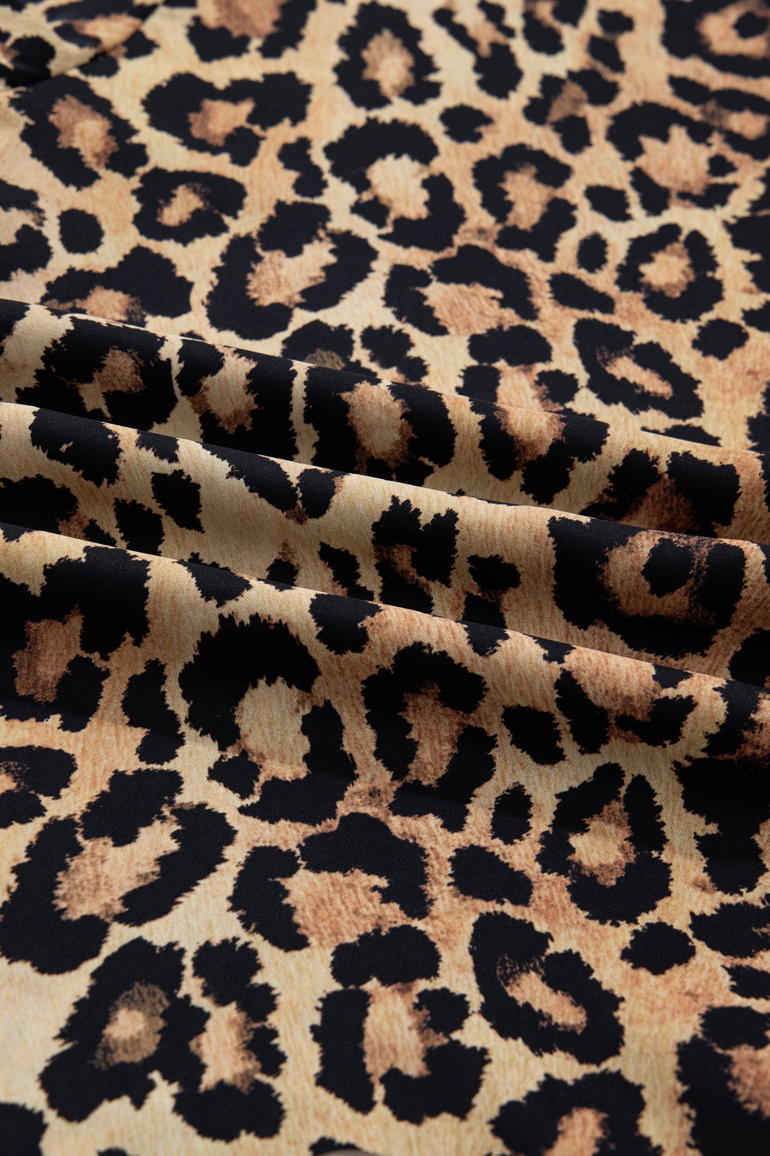 Leopard Frilled Stripe Trim Long Sleeve Shirt