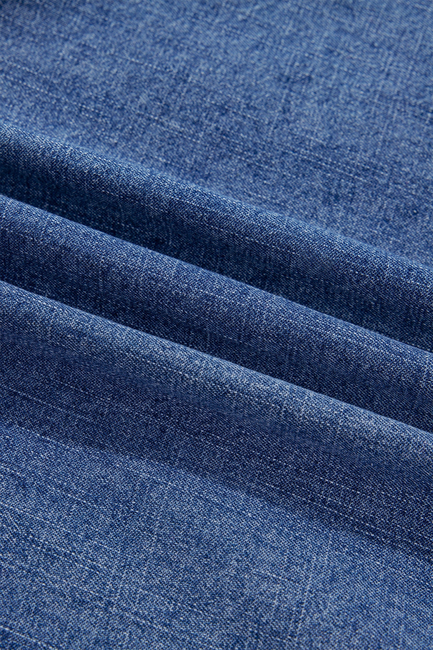 Denim Chest Pocket 3/4 Sleeve Loose Buttoned Shirt