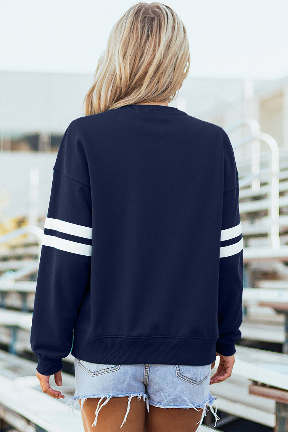 Varsity Stripe Detail Drop Shoulder Oversized Sweatshirt