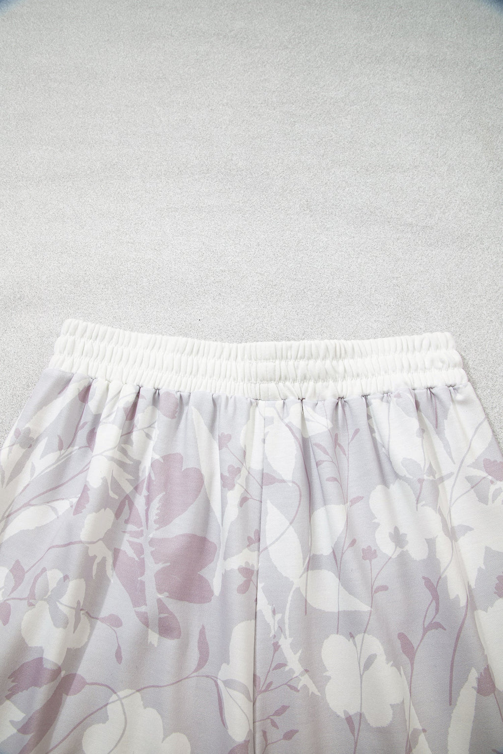 Floral Camo Elastic Waist Wide Leg Pants