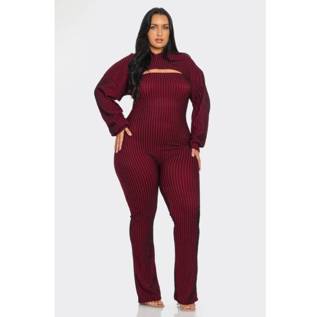 Plus Size 2 piece Strapless Jumpsuit Hoodie: Blue / 3X