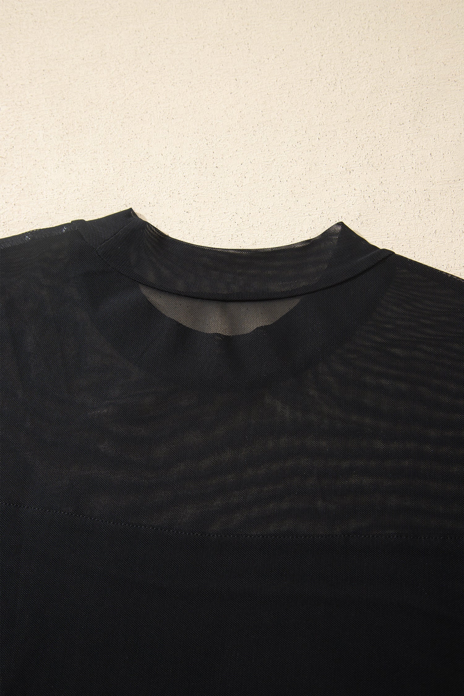 Plus Size Sheer Mesh Panel Short Sleeve Top