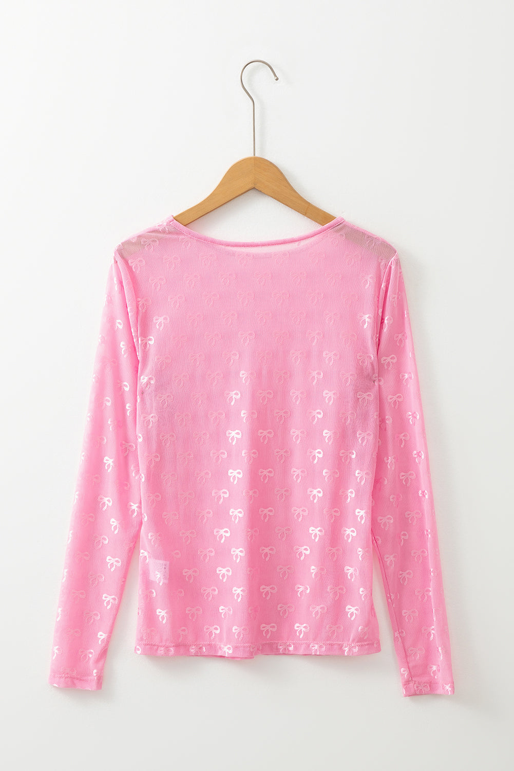 Bow Mesh Long Sleeve Top