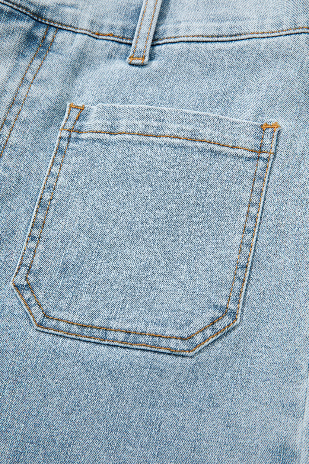 Solid Denim Patch Pocket Straight Leg Jeans