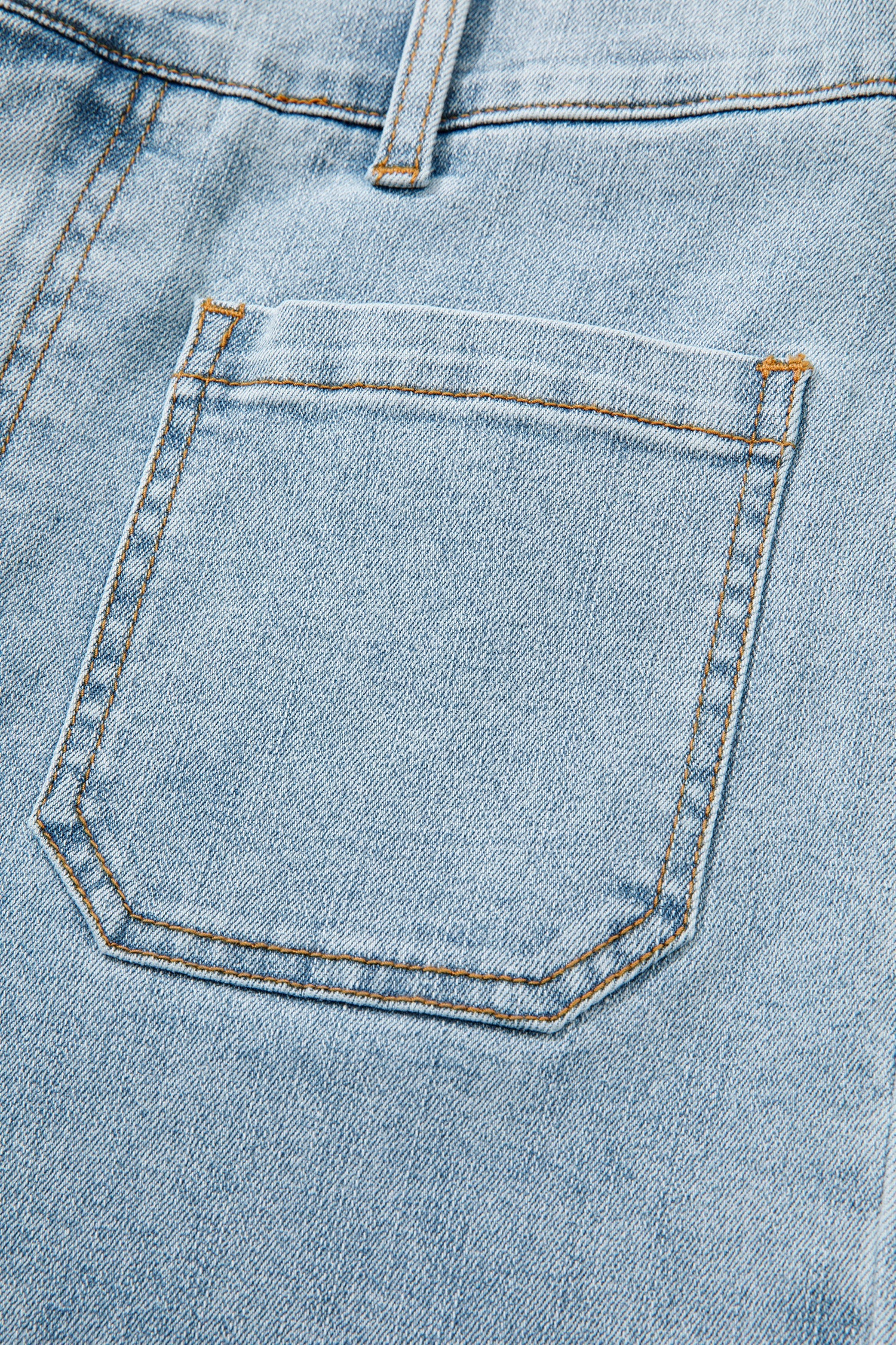 Solid Denim Patch Pocket Straight Leg Jeans
