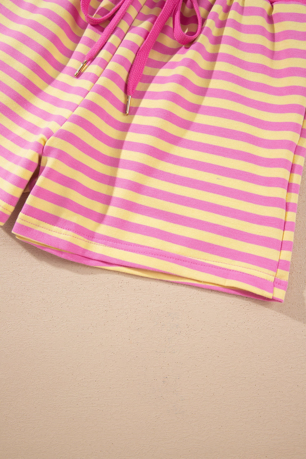 Stripe Long Sleeve Zip-Up Hoodie & Shorts Set