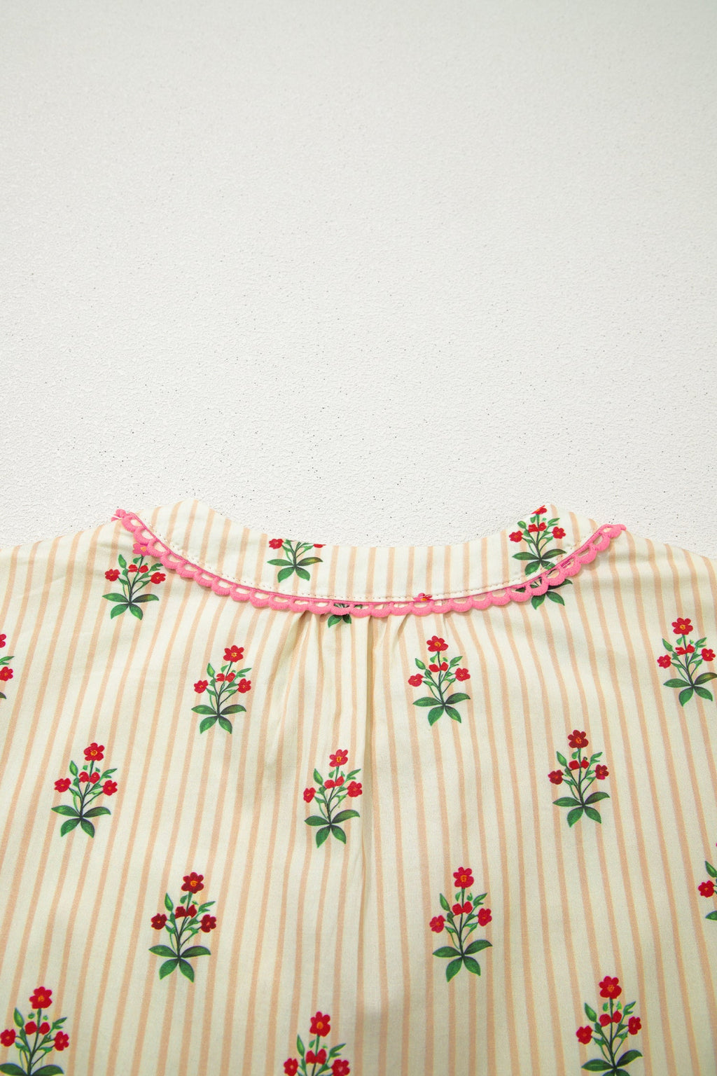 Floral Stripe Contrast Ruffle Hem Mini Dress