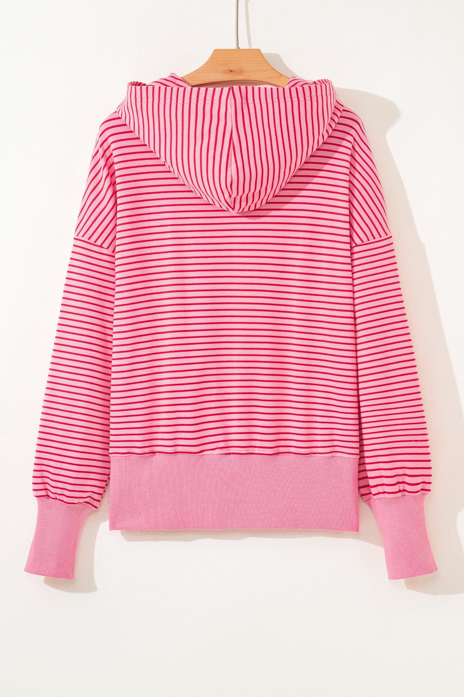 Stripe Thumbhole Sleeve Side Slit Drop Shoulder Hoodie