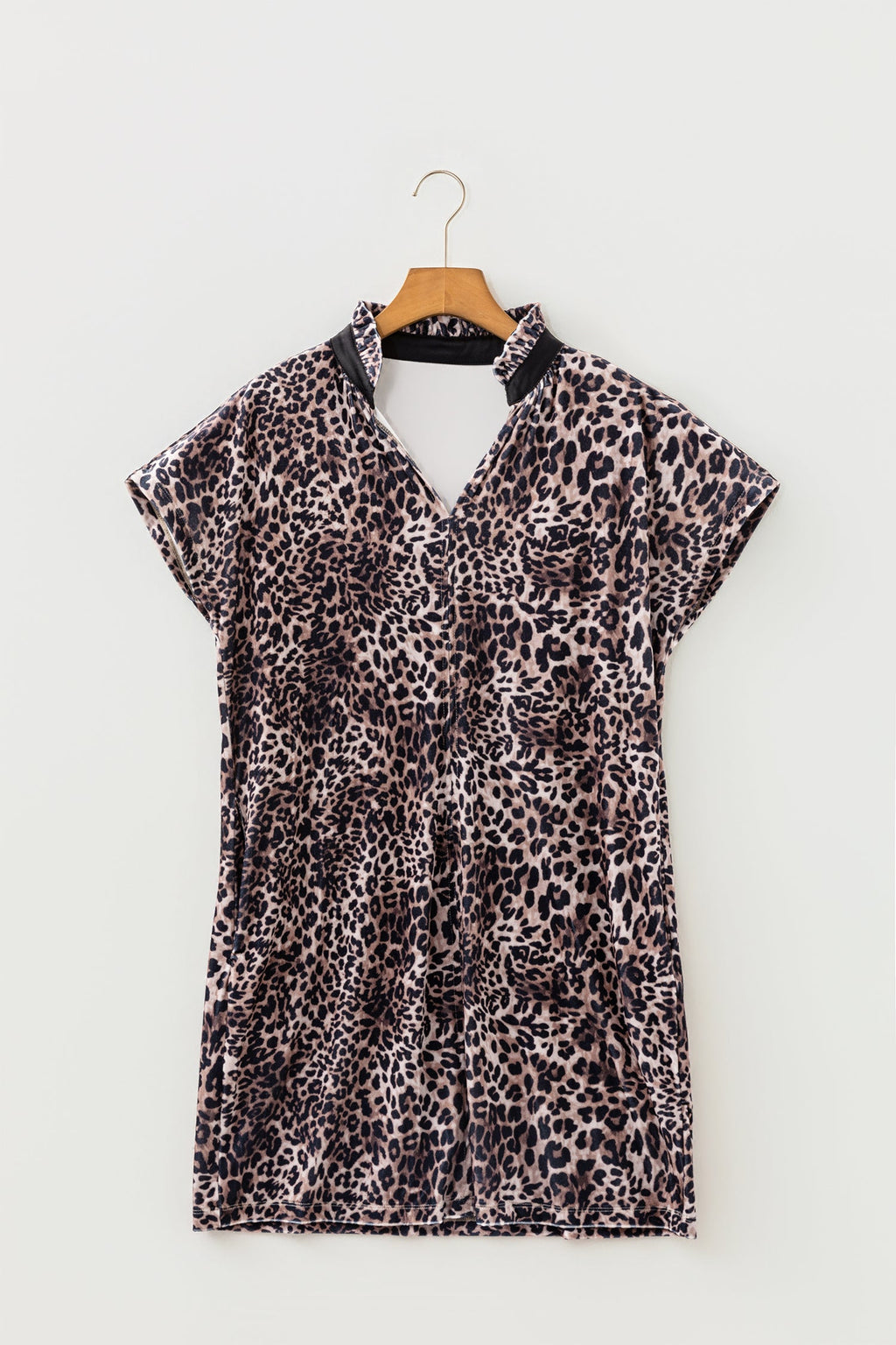 Leopard Short Sleeve Shift Mini Dress