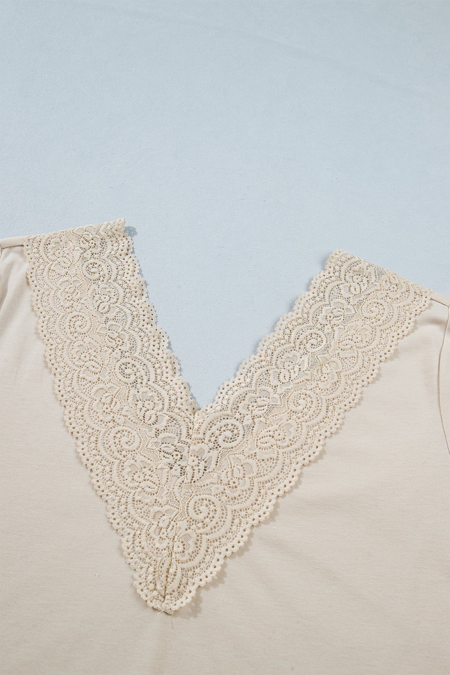 Lace Trim V-Neck Patchwork Long Sleeve Top