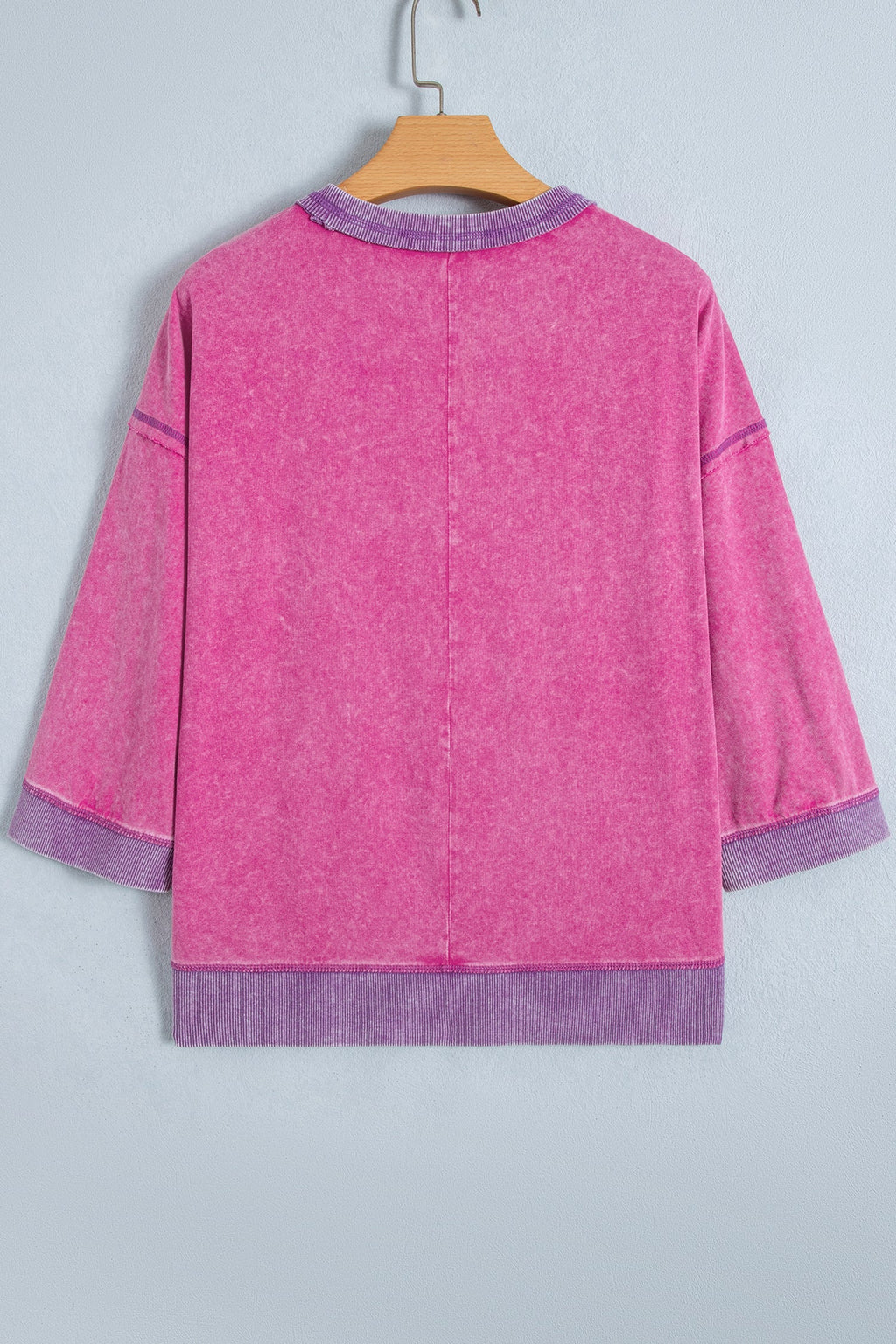 Colorblock Trim Mineral Wash 3/4 Sleeve Top