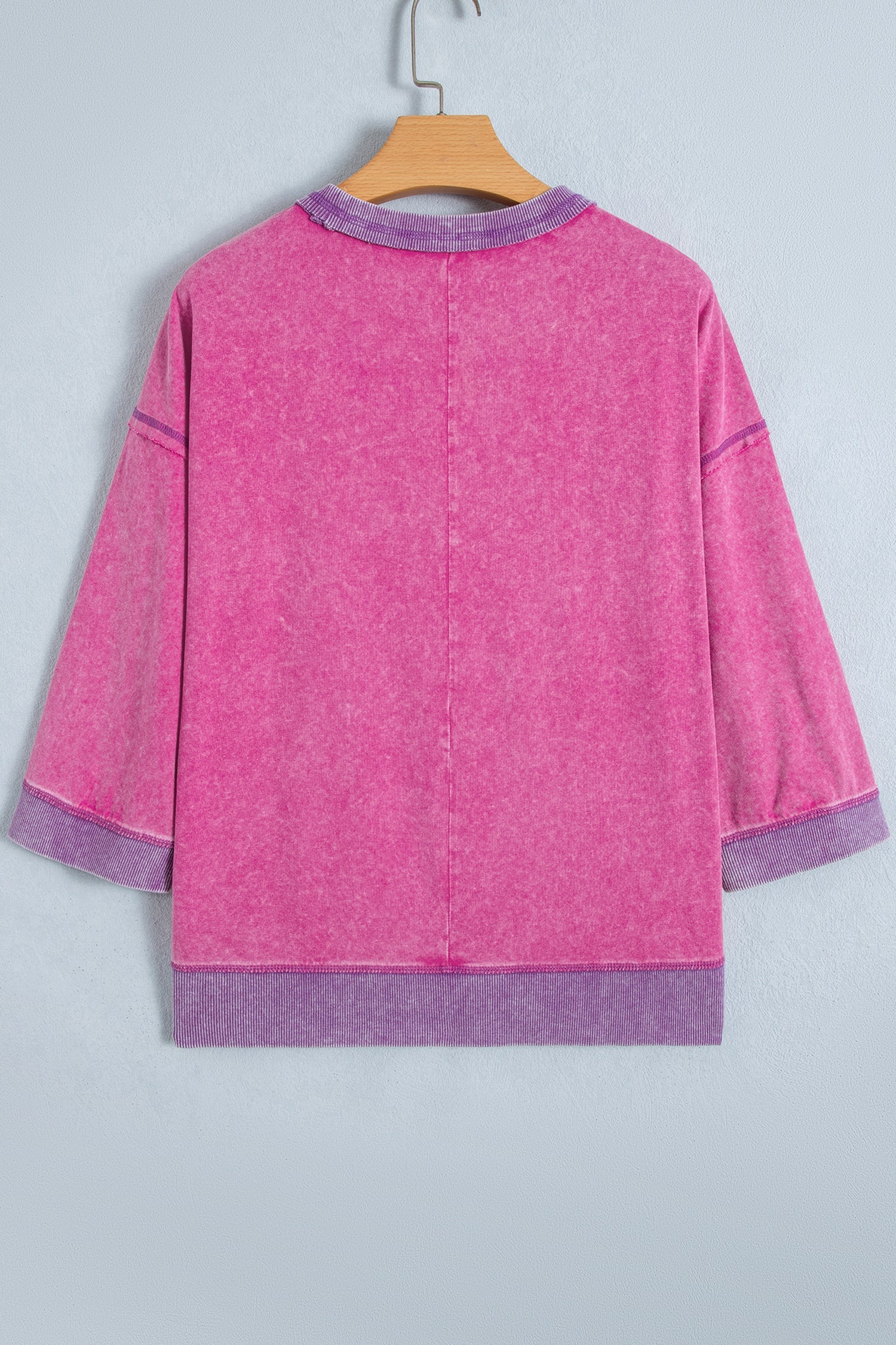 Colorblock Trim Mineral Wash 3/4 Sleeve Top