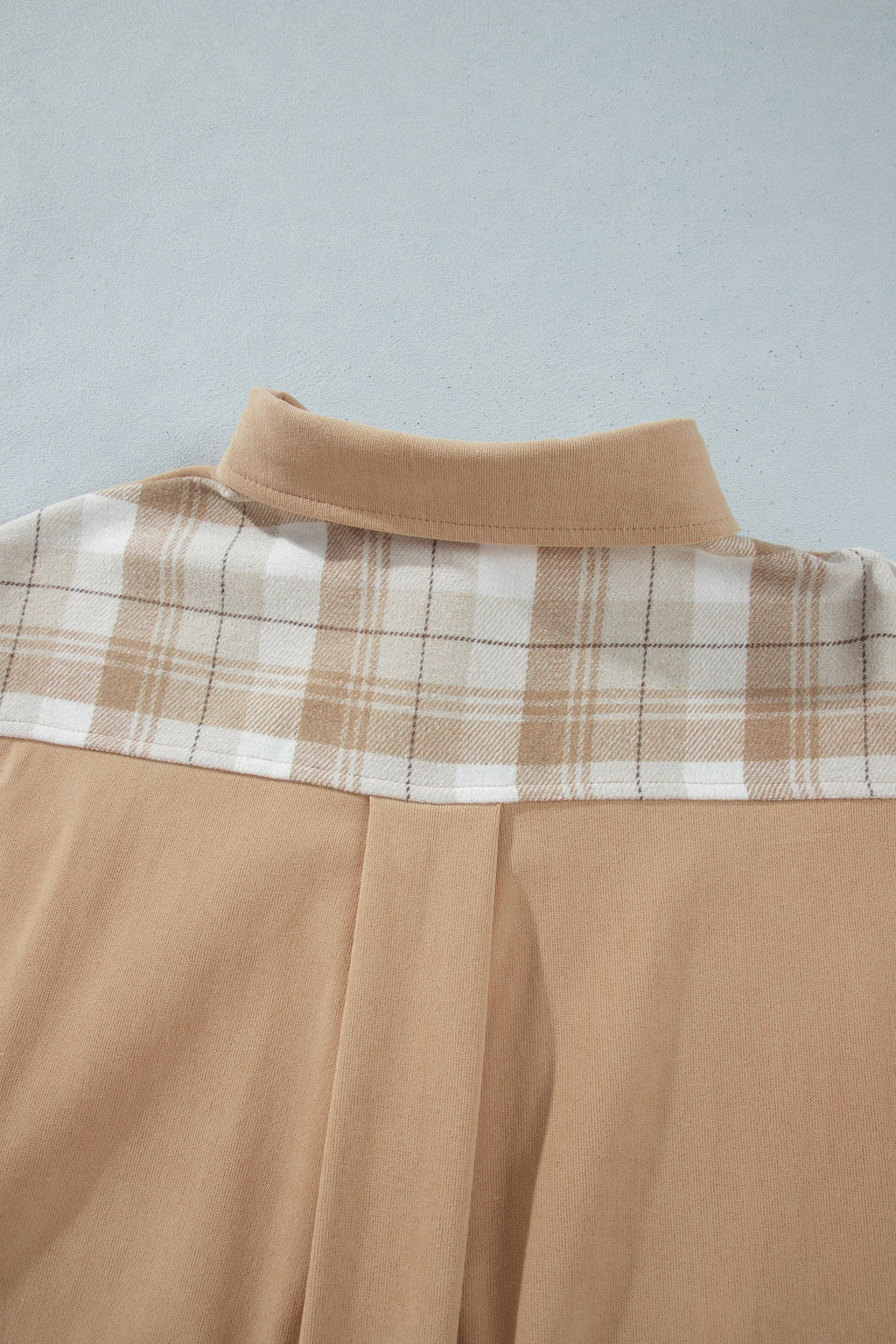 Plaid Colorblock Patch Pocket Buttoned Shacket