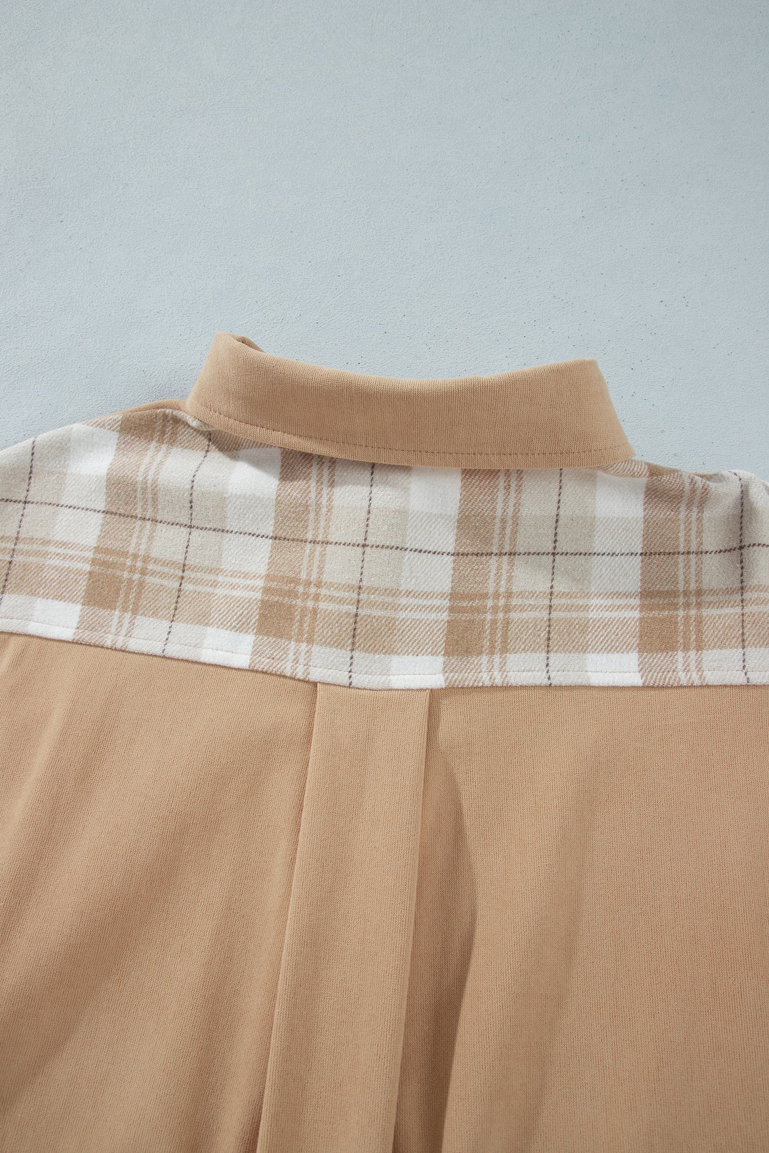 Plaid Colorblock Patch Pocket Buttoned Shacket
