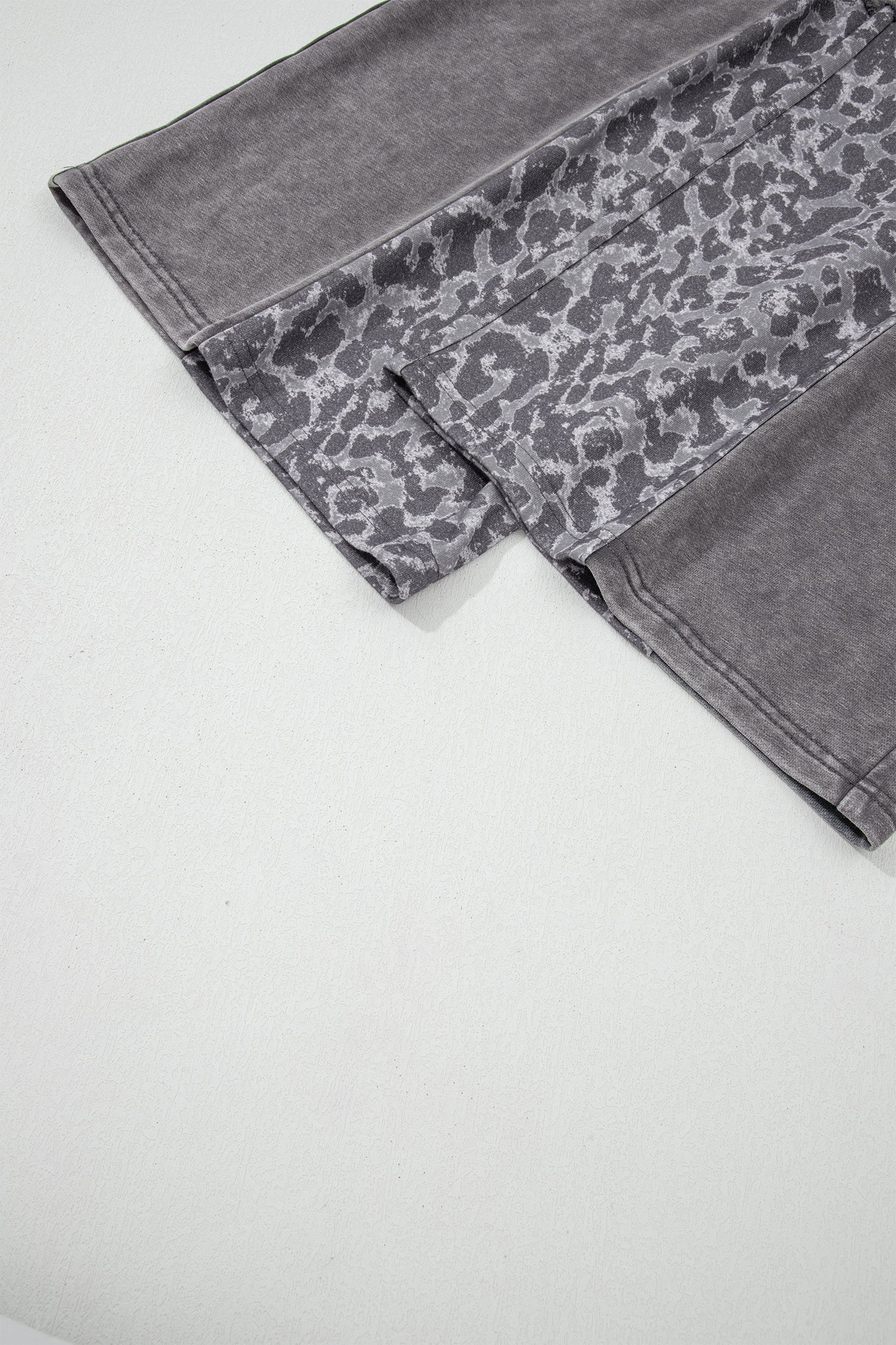Leopard Patchwork Mineral Wash High Waist Pants
