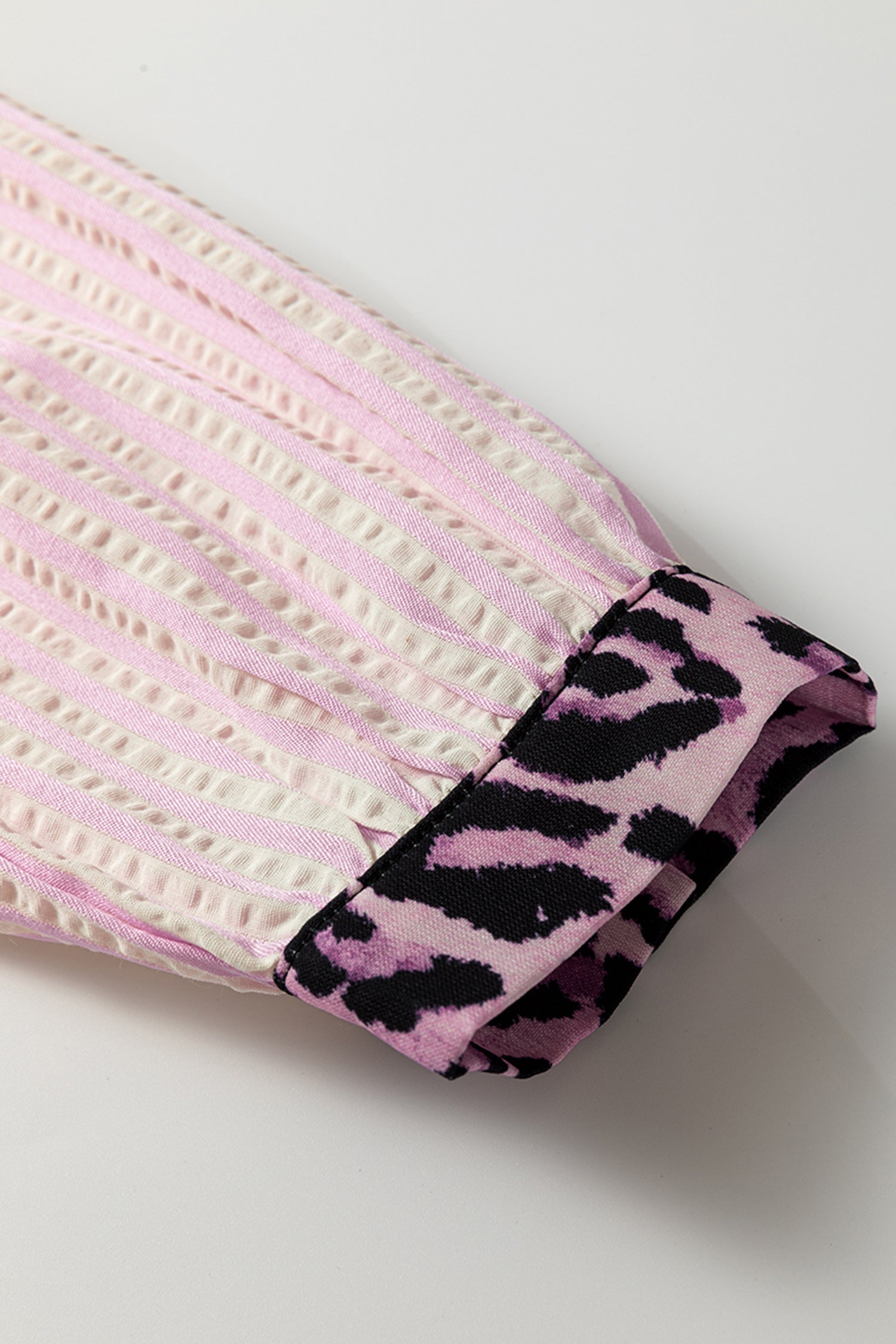 Stripe Leopard Patchwork Long Sleeve Shirt