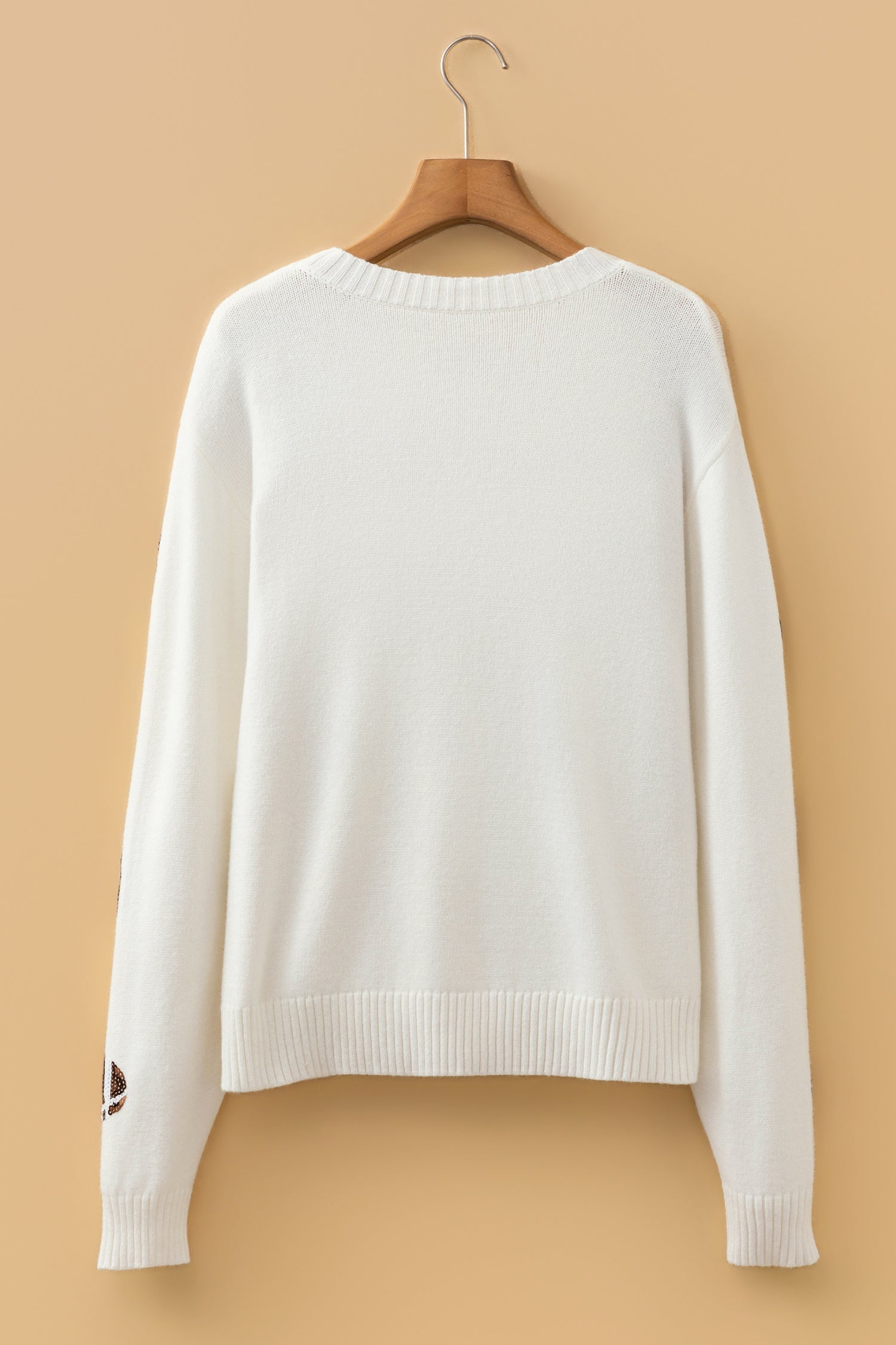 Football Sequin Round Neck Long Sleeve Sweater