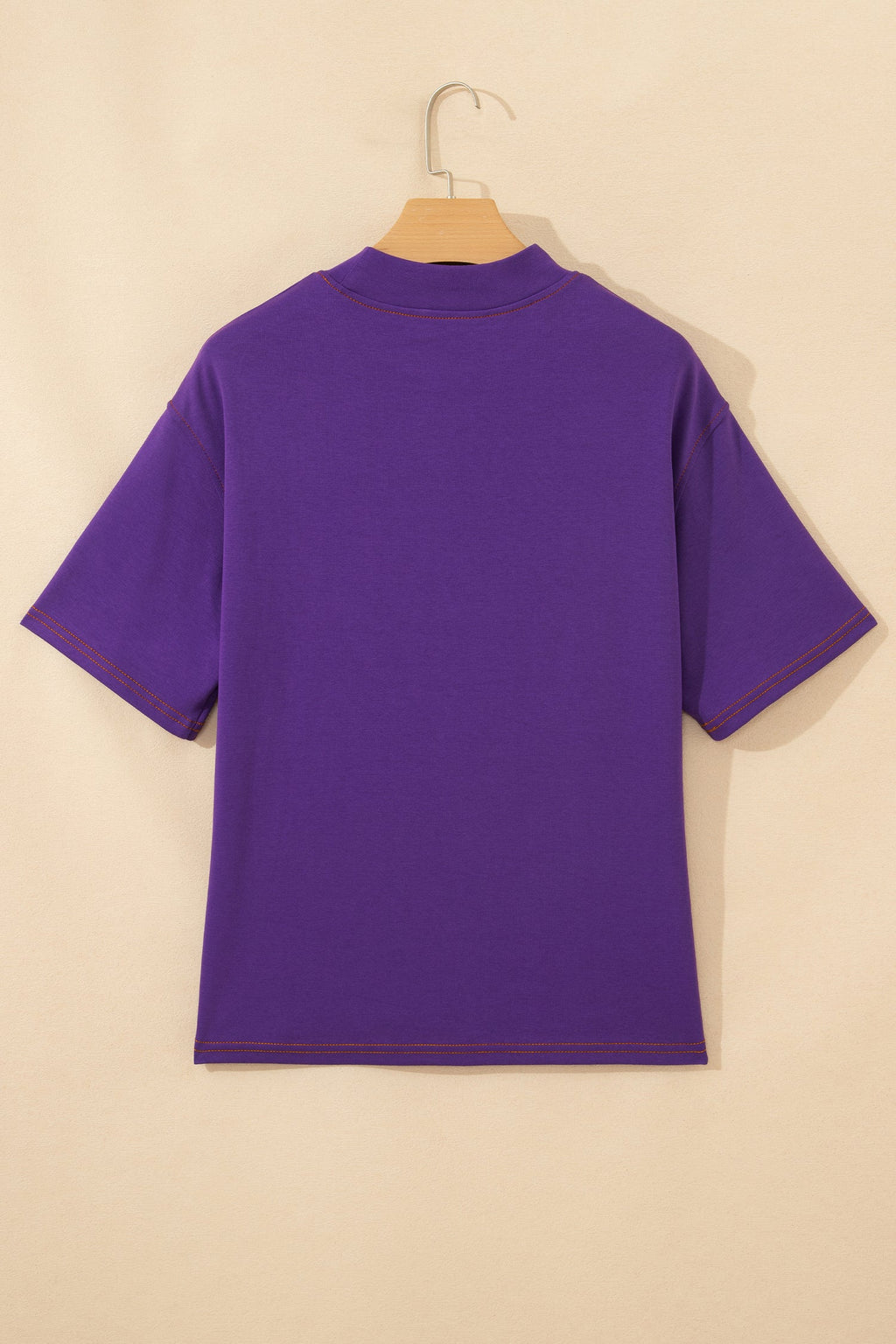 Reversible Contrast Stitching Mock Neck T-Shirt