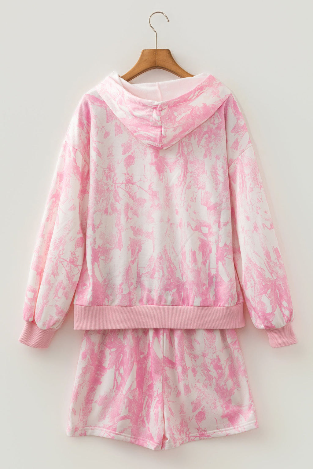 Abstract Loose Hoodie Sweatshirt & Slim Shorts Set