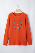 Halloween Drop Shoulder Long Sleeve Round Neck Sweater